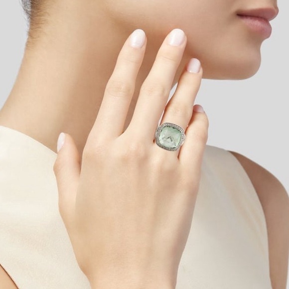 David Yurman Albion Ring with Prasiolite and Pave Diamonds - Picture 12 of 12